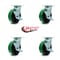Service Caster 6 Inch Green Poly on Cast Iron Swivel Caster Set with Roller Bearings and Brakes SCC-30CS620-PUR-GB-TLB-4 - alternate 2